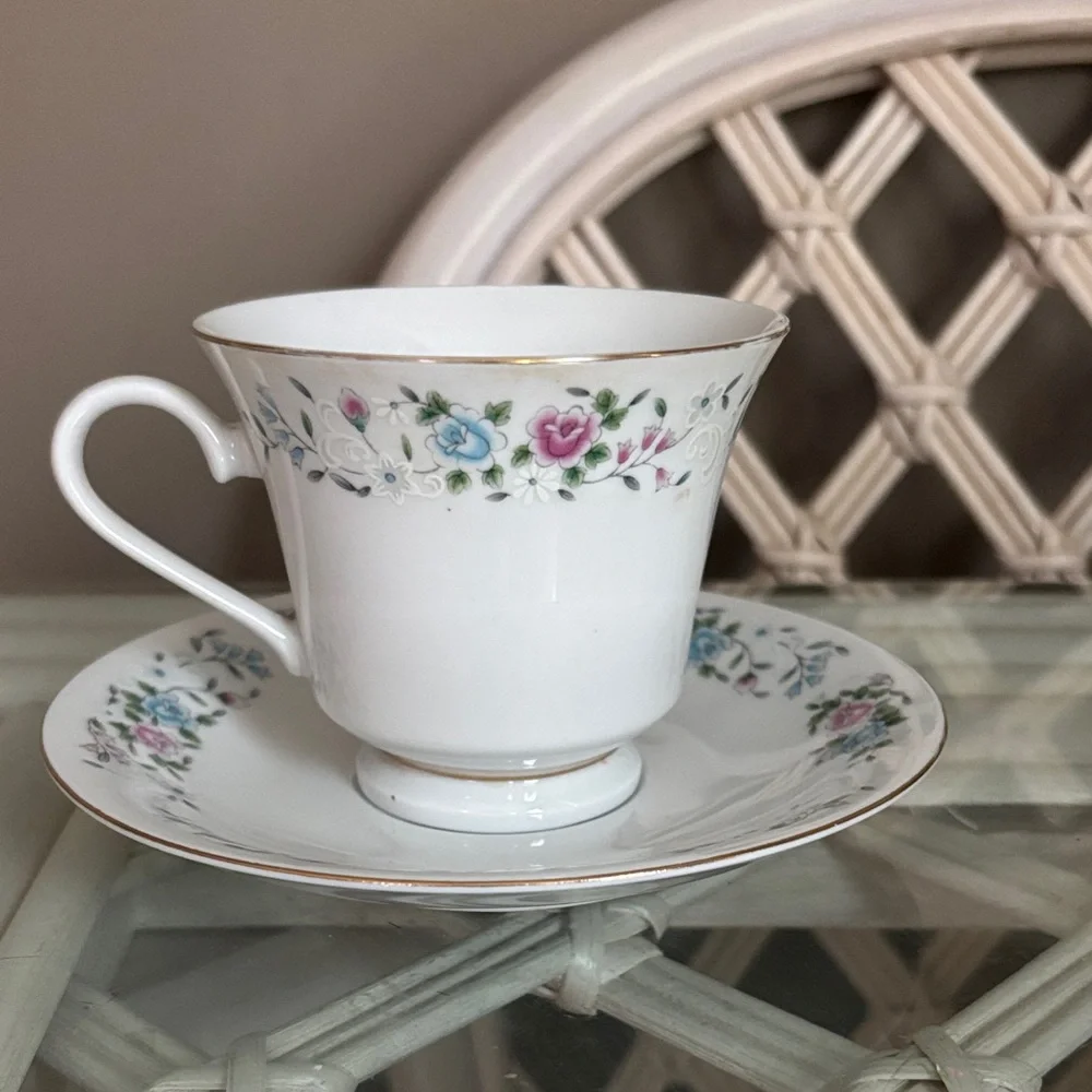 Vintage Tangshan Floral Teacup & Saucer Set